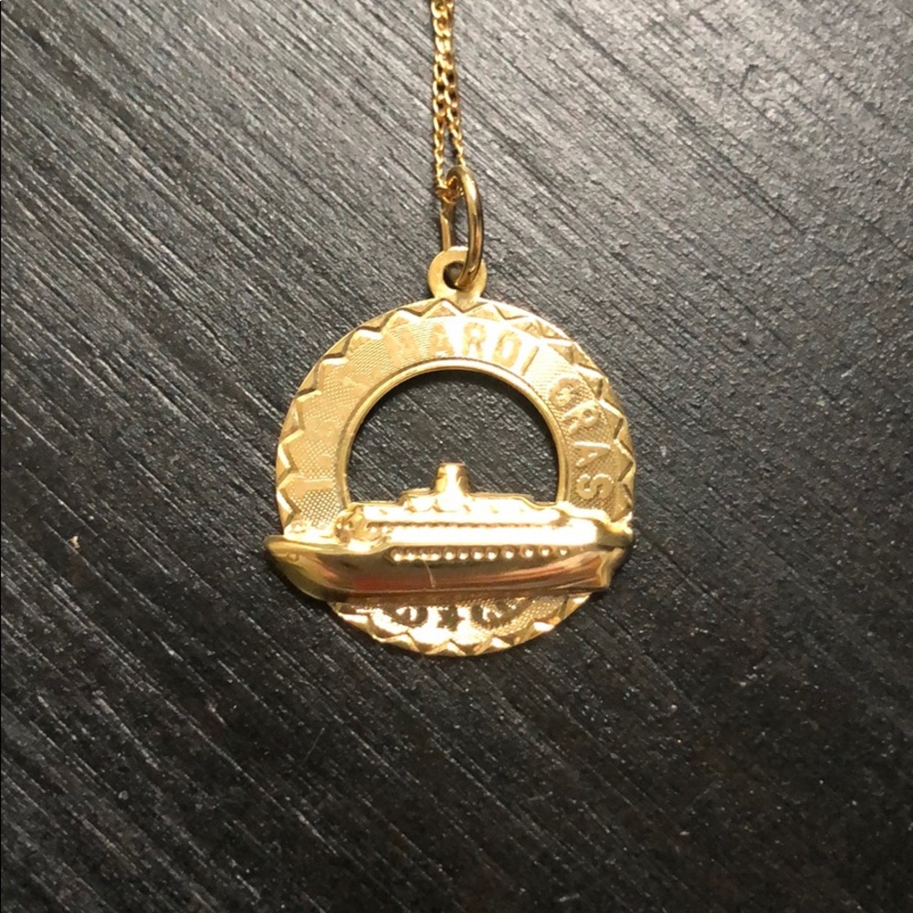 🛳 Gold cruise ship pendant on 18" chain 🛳